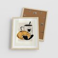 Plakat w ramie 40x50 - Śniadanie z Croissantem - grafika, croisant - rama drewno