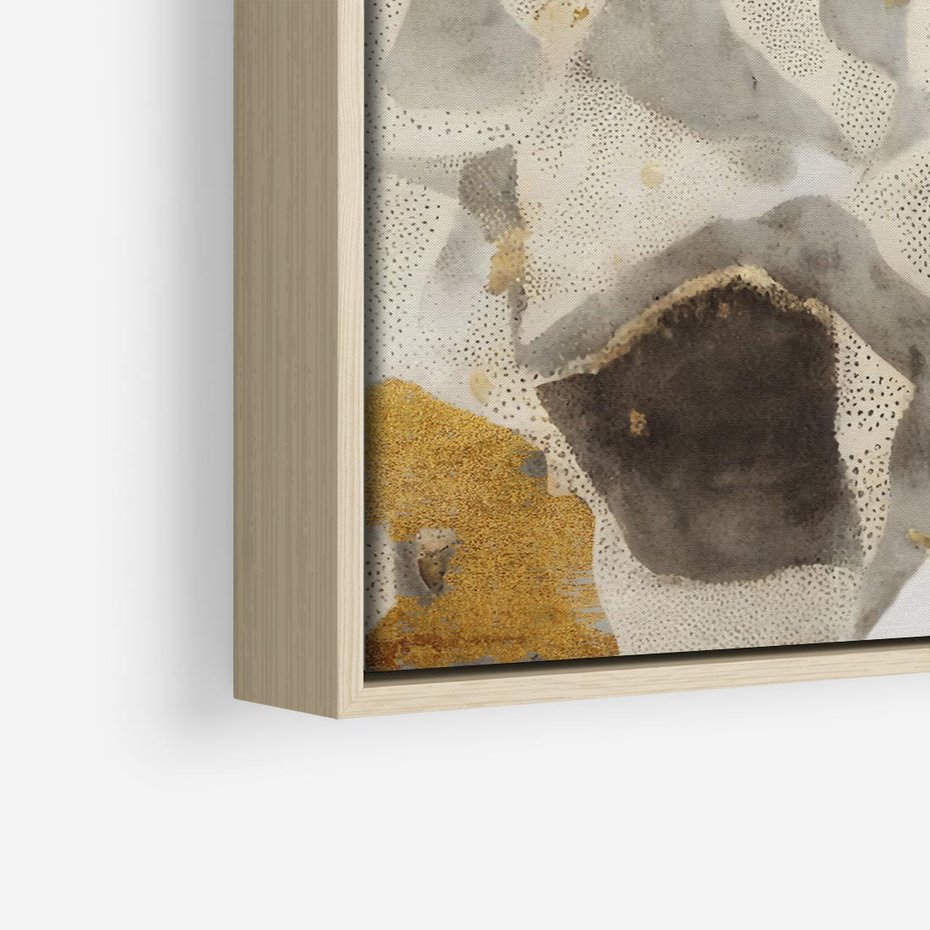Obraz w ramie 50x50 - Nowoczesne Złoto i Szarość - plamy, złoto - rama drewno