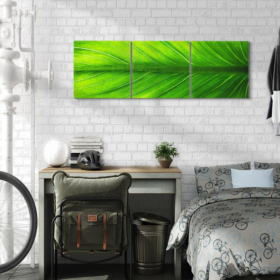 Obraz na płótnie 120x40 - Abstrakcja: interpretacje w liściach - liść, abstrakcja