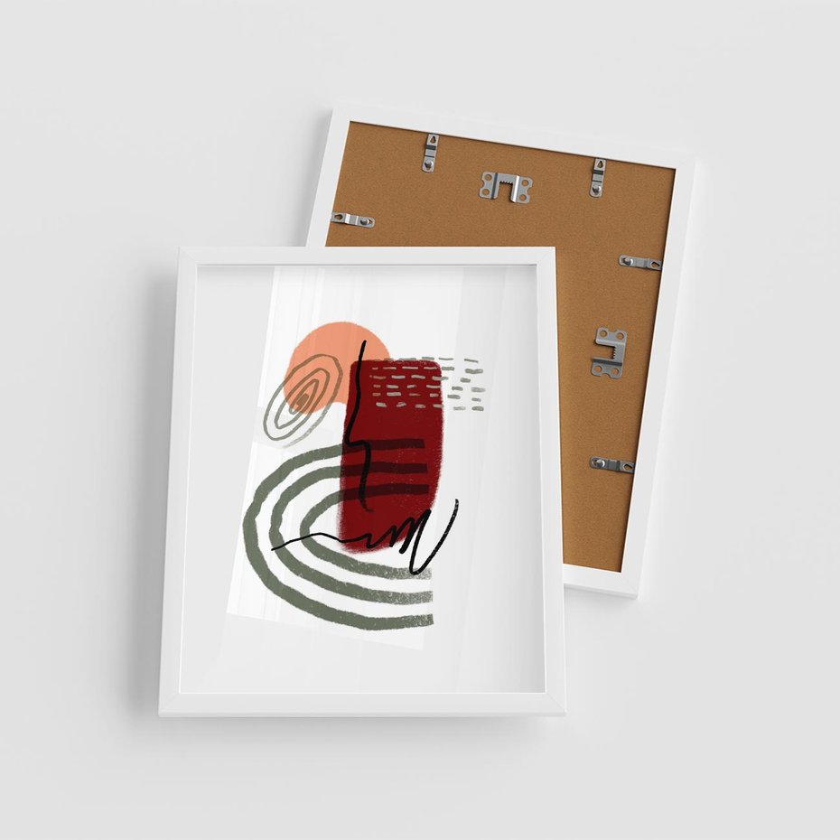 Plakat w ramie 40x50 - Boho Raj - abstrakcyjna sztuka, boho kształty - rama biała