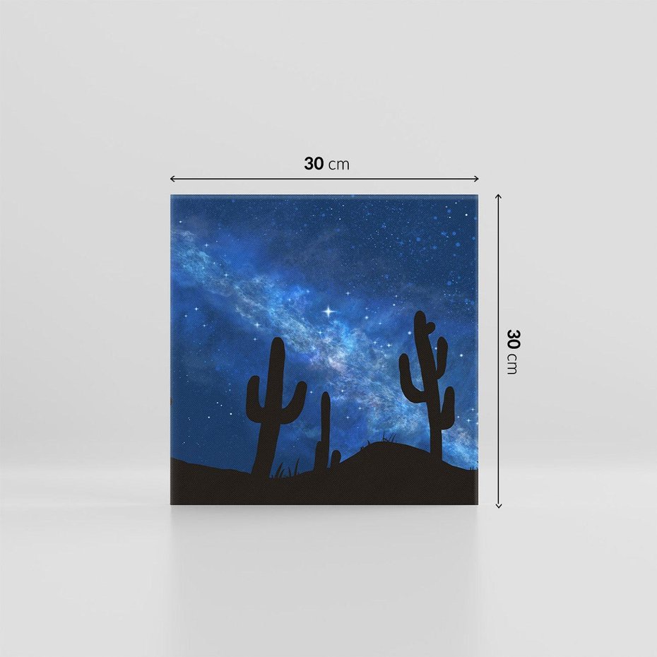 Obraz na płótnie 30x30 - Nocne Tajemnice Pustyni - gwieździsta noc, granatowe niebo