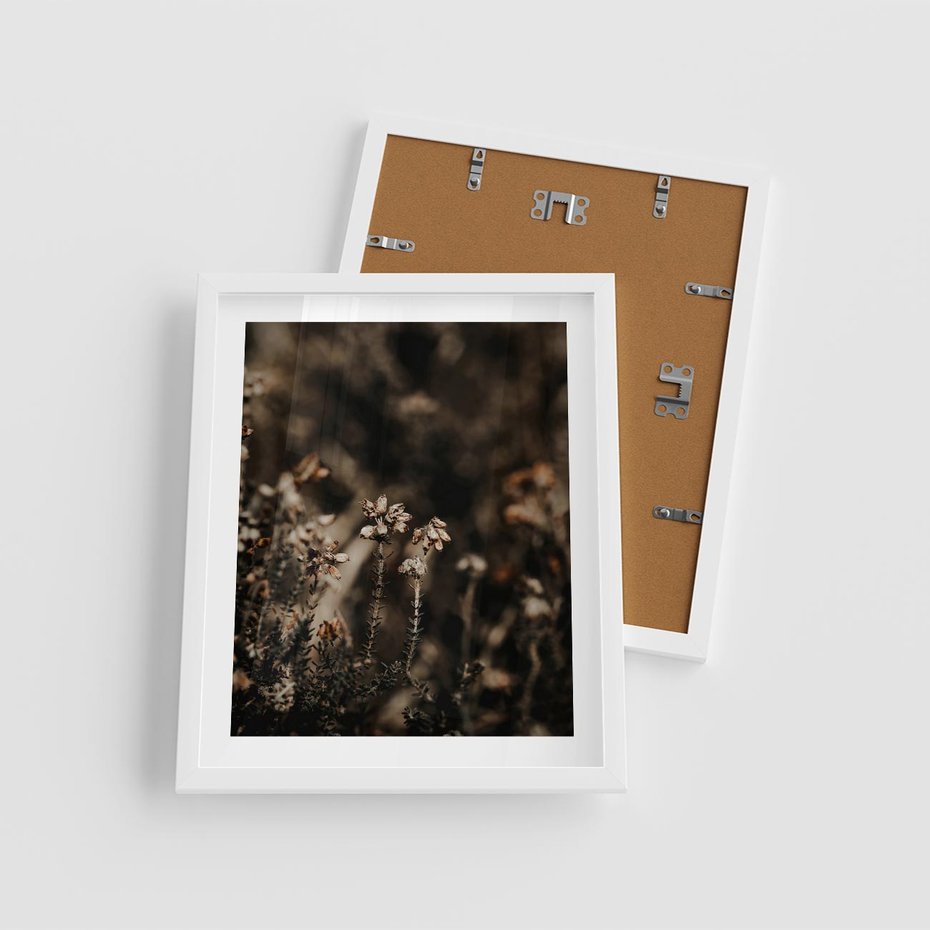 Plakat w ramie 40x50 - Jesienny Urok - suche trawy, jesienny pejzaż - rama biała