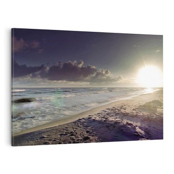 Obraz na płótnie 70x50 - Plaża Morza i Zachód Słońca - plaża, morze