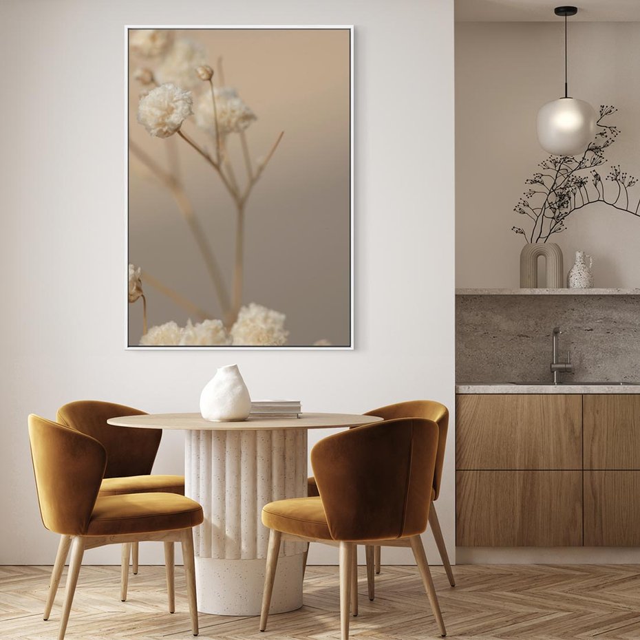 Obraz w ramie 70x100 - Subtelna gipsówka - gipsówka, suche - rama biała