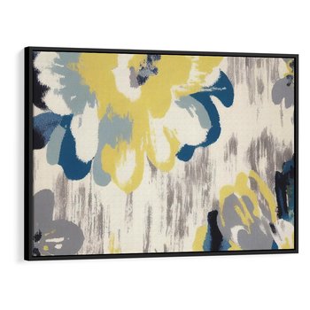 Obraz w ramie 70x50 - Kwiatowe Impresje - malowane duże kwiaty, kolory żółty - rama czarna