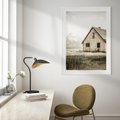 Plakat w ramie 30x40 - Ciepła Atmosfera - dom, stary dom w górach - rama biała