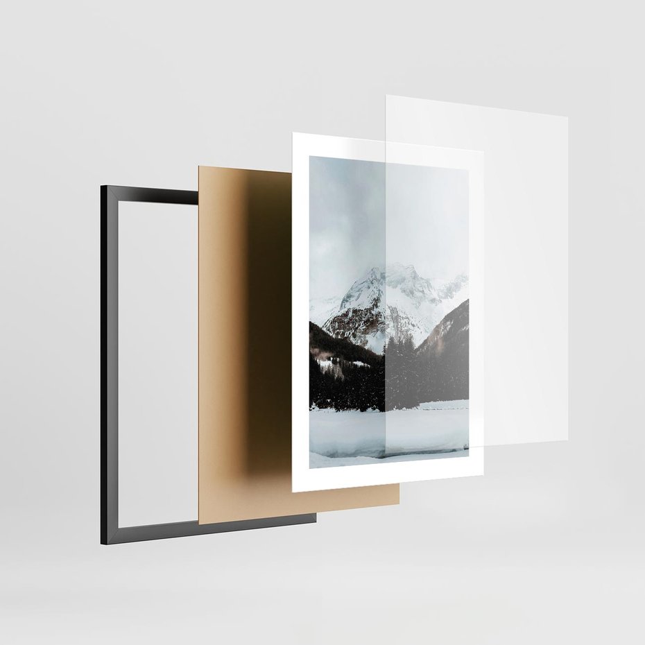 Plakat w ramie 30x40 - W Cieniu Śnieżnych Szczytów - górski krajobraz, zima - rama czarna