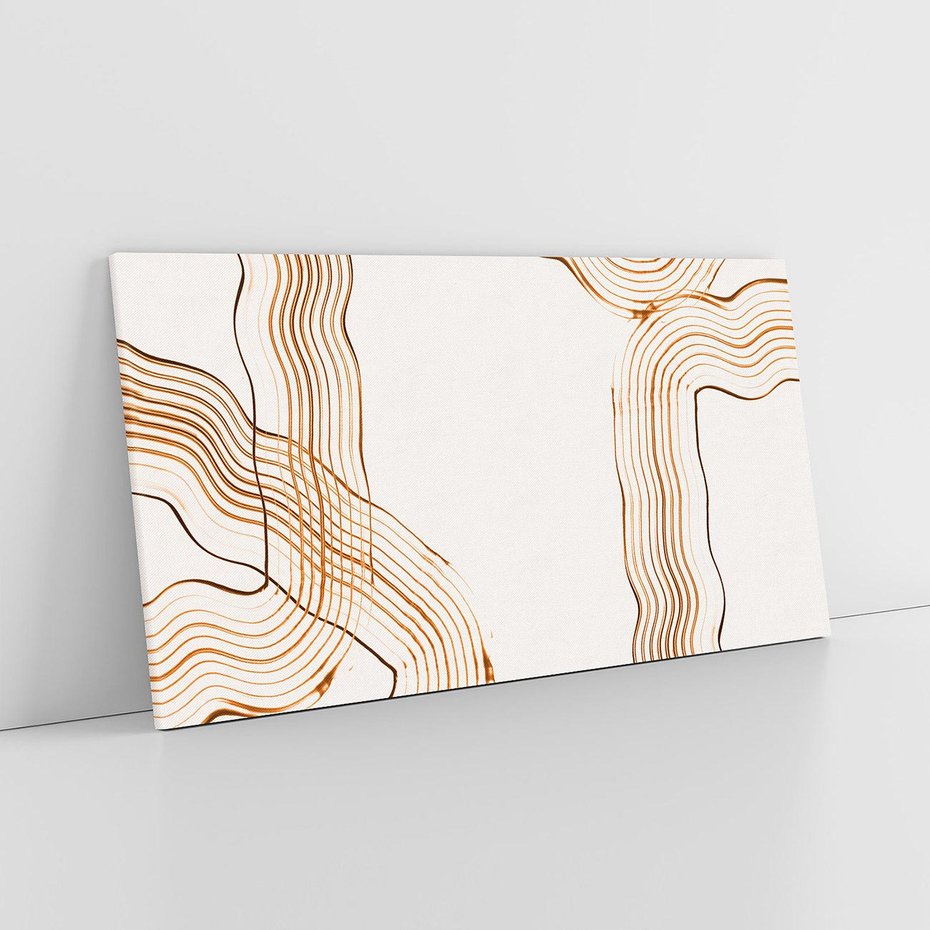 Obraz na płótnie 100x50 - Ścieżki pędzla i myśli - minimalistyczna kompozycja, abstrakcyjne brązowe linie na białym tle