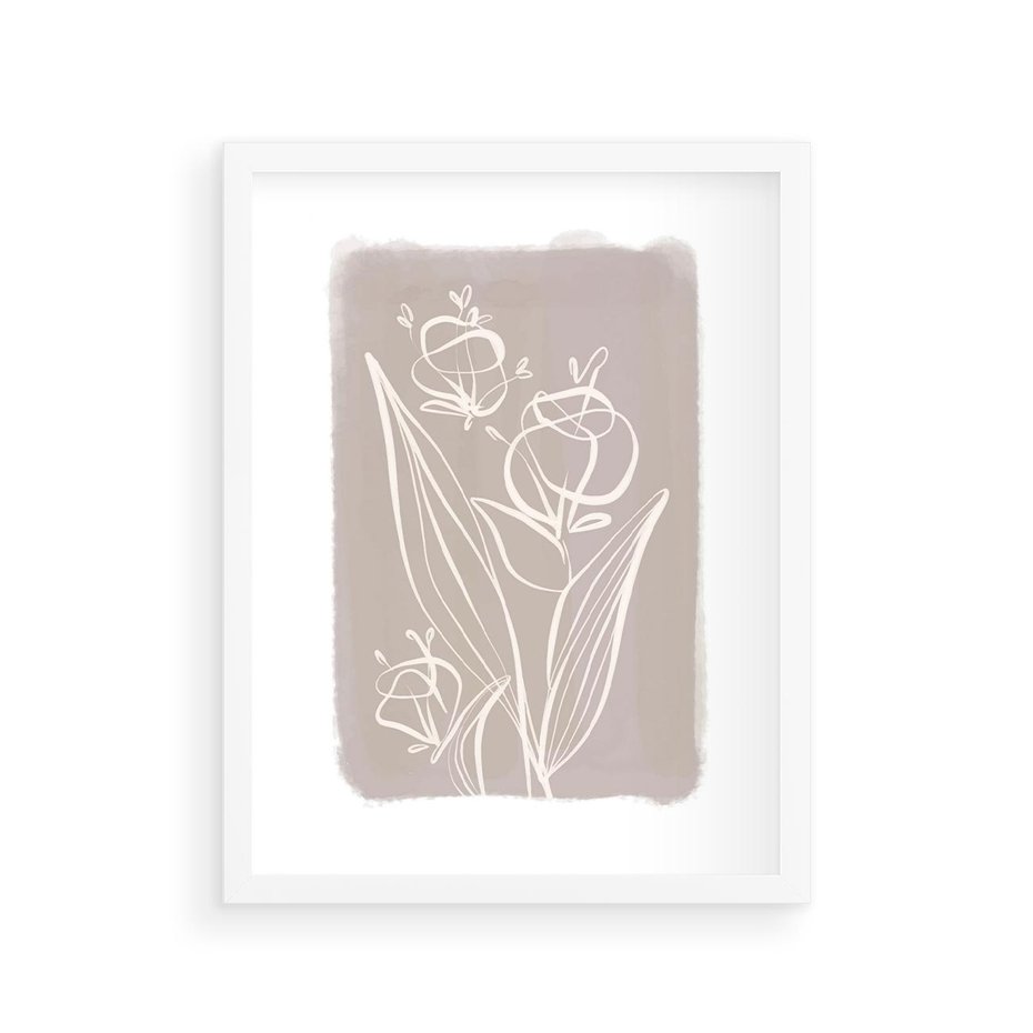 Plakat w ramie 30x40 - Pastelowe Nastroje - nowoczesny subtelny plakat, beżowy - rama biała