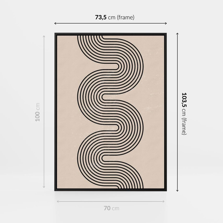 Obraz w ramie 70x100 - Bezgraniczne Odbicia - abstrakcyjne linie, geometria - rama czarna