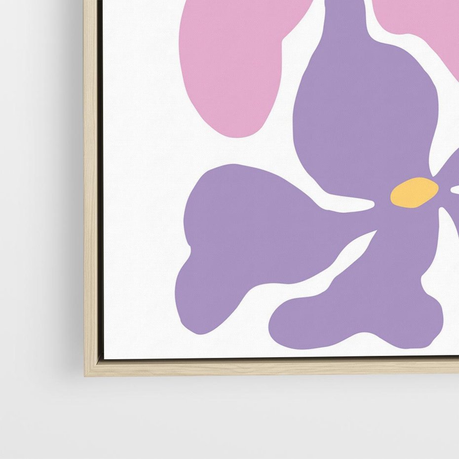 Obraz w ramie 50x50 - Bezgraniczne Wibracje - abstrakcyjne kolorowe kwiaty, minimlizm - rama drewno