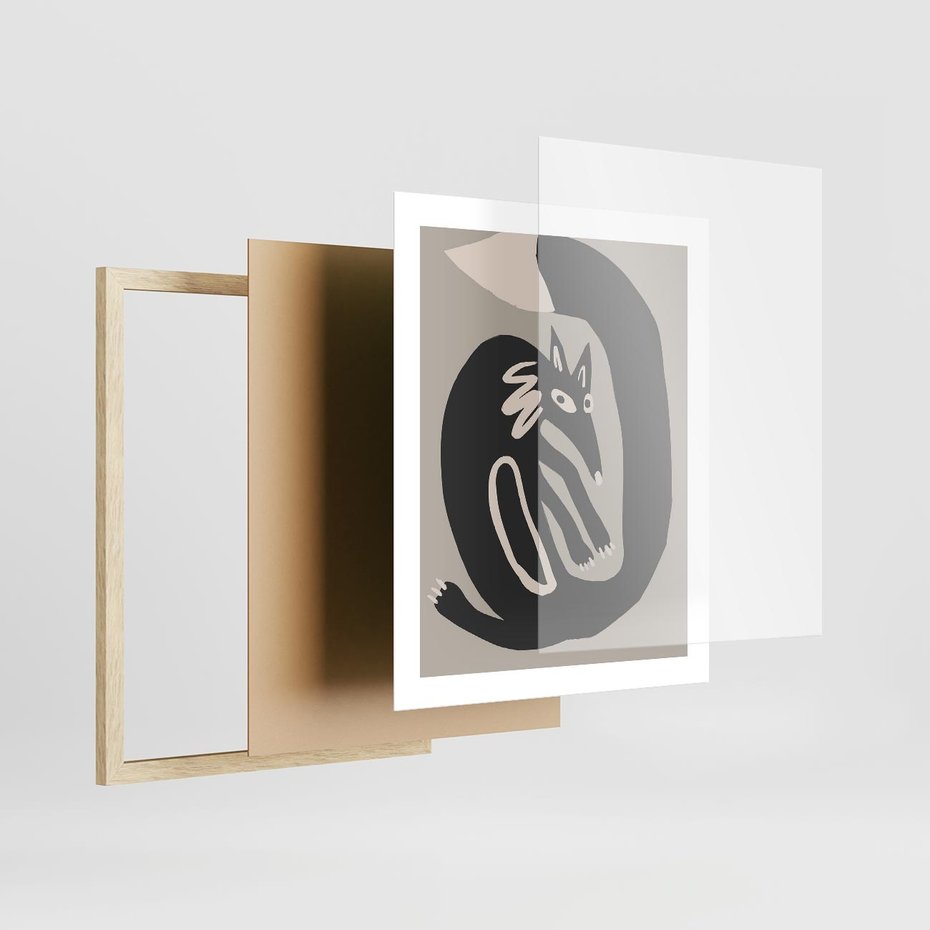 Plakat w ramie 40x50 - Migotliwe Echa Skandynawii - skandynawska sztuka, lis - rama drewno