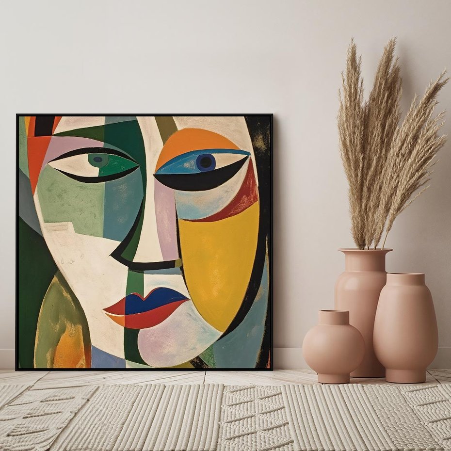 Obraz w ramie 50x50 - Kolorowe Dziwne Wyobrażenia - abstrakcyjny obraz, olejny - rama czarna