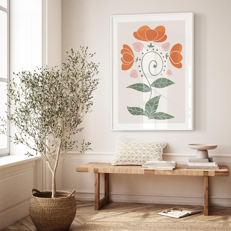 Plakat bez ramy 50x70 - Migocące Kształty Kwiatów - kwiaty polne, plakat