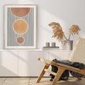 Plakat w ramie 30x40 - Taniec Linii - abstrakcyjna nowoczesna sztuka, koła okręgi - rama drewno