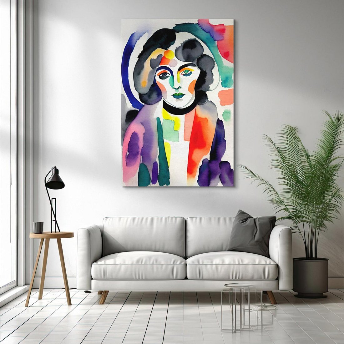 Obraz na płótnie 70x100 - Subtelne Akwarelowe Ulotności - abstrakcyjny akwarelowy portret kobiety, rozmyte farby