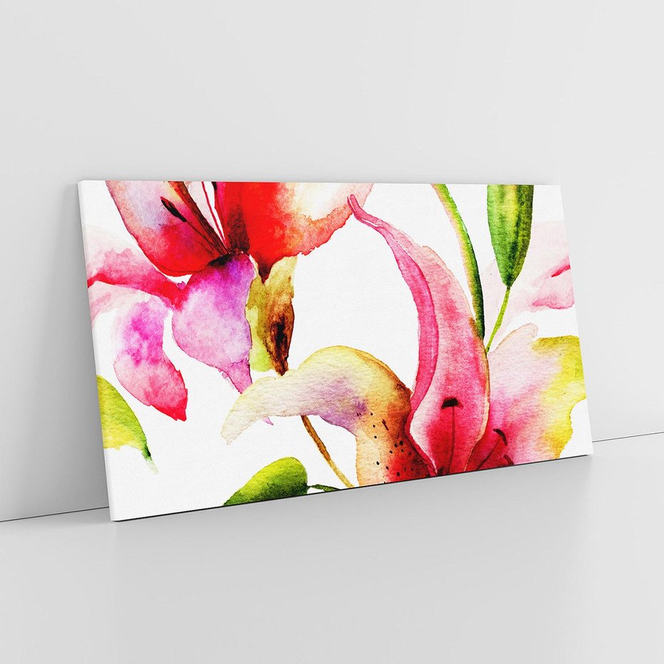 Obraz na płótnie 140x70 - Kwiaty w akwareli - delikatne piękno - kwiaty, akwarela