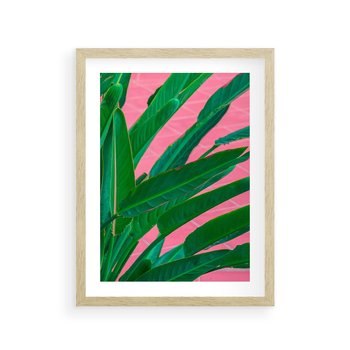 Plakat w ramie 30x40 - Odezwij się do przeszłości - liście, retro - rama drewno