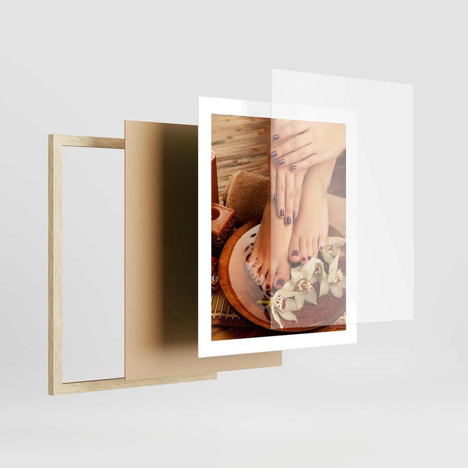Plakat w ramie 40x50 - Relaksujące Spa i Perfekcyjny Manicure - spa, paznokcie - rama drewno