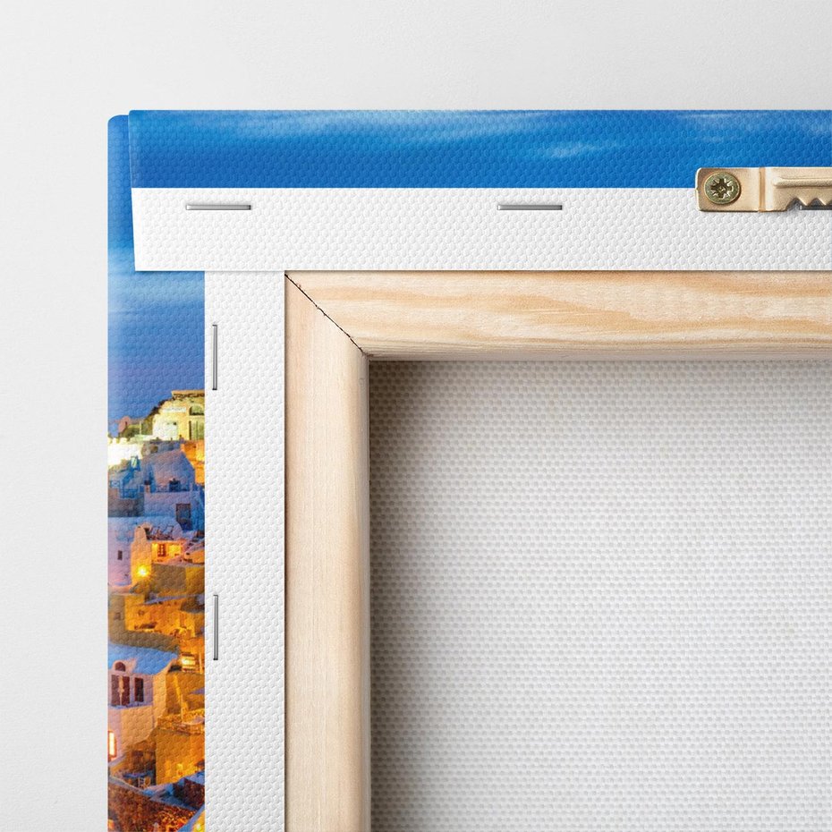 Obraz na płótnie 150x50 - Wyblakłe wspomnienia gwiazd - Santorini, wieczór