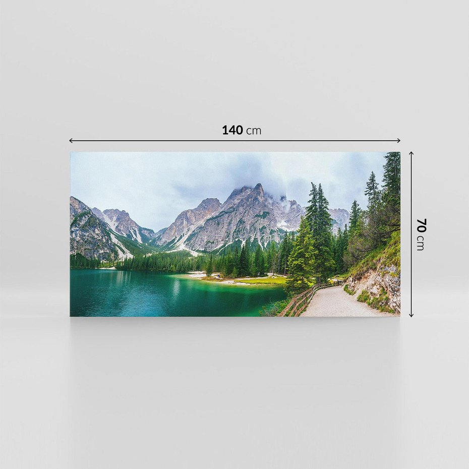 Obraz na płótnie 140x70 - Góry: Piękno nad jeziorem - góry, jezioro