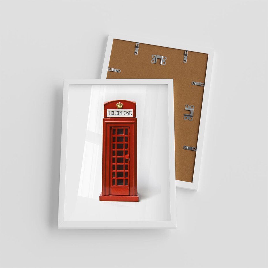 Plakat w ramie 30x40 - Ikona Londynu - Londyn, budka - rama biała