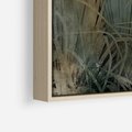 Obraz w ramie 120x80 - Światło w mroku duszy - liście traw, mroczny klimat - rama drewno