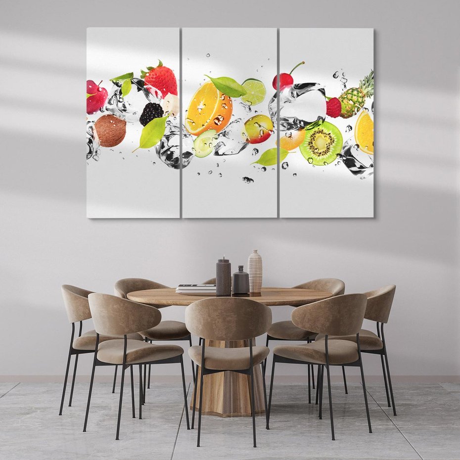 Obraz na płótnie 120x80 - Świeżość letnich owoców - woda, owoce