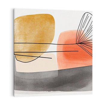 Obraz na płótnie 40x40 - Roślinny Szkic - abstrakcyjne, nieregularne plamy łososiowego koloru