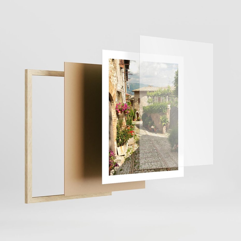 Plakat w ramie 40x50 - Włoskie Uliczki - włoska, uliczka - rama drewno