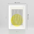 Plakat w ramie 50x70 - Ciepłe Przenikanie - geometria, żółte koło - rama biała