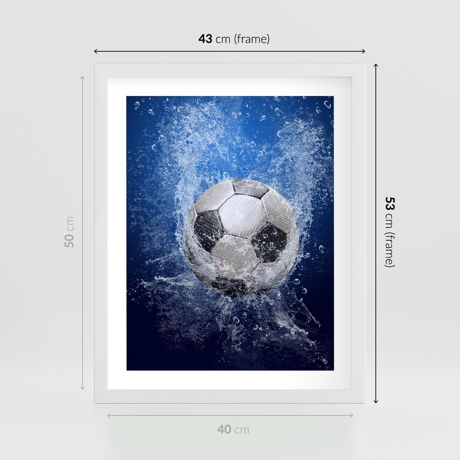 Plakat w ramie 40x50 - Młodzieżowy Zapał - piłka, młodzieżowy - rama biała