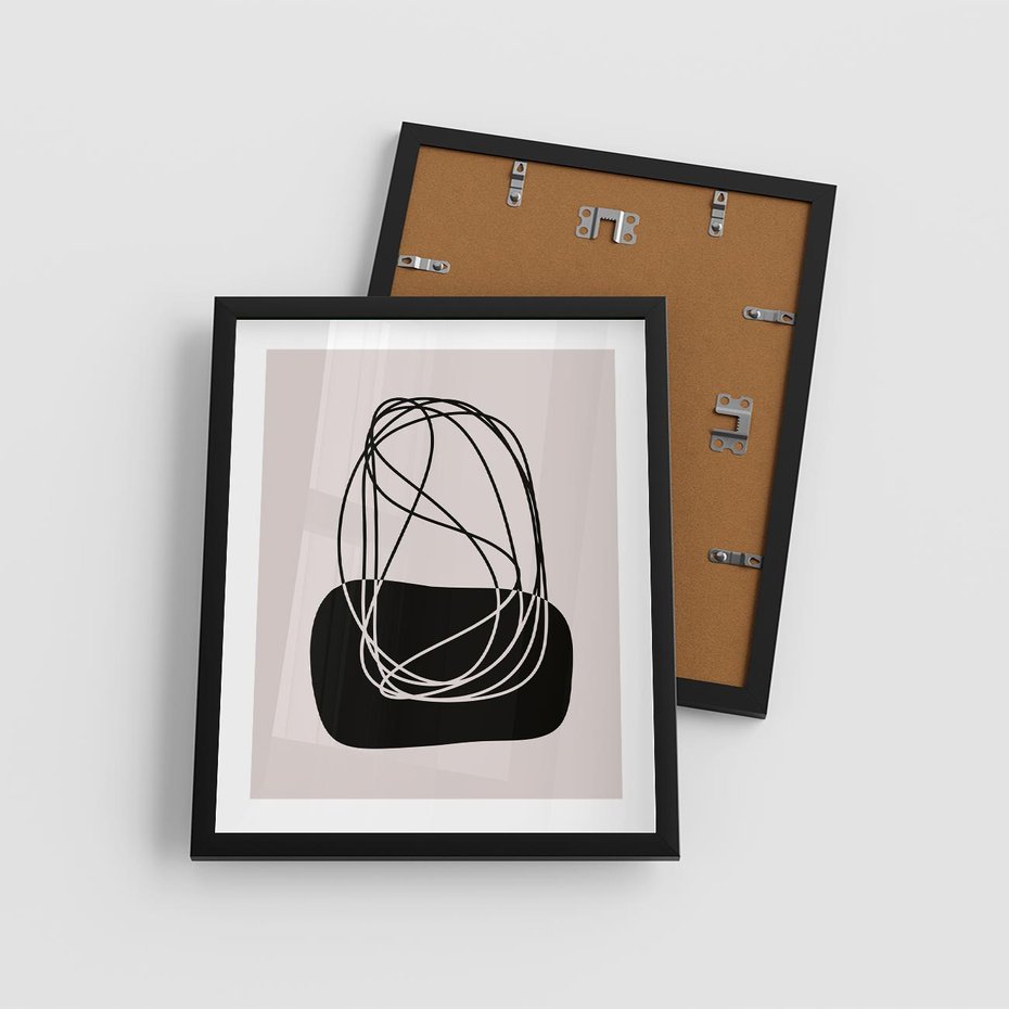 Plakat w ramie 40x50 - Linie Eksploracji - abstrakcyjne szkicowane linie, minimalizm - rama czarna