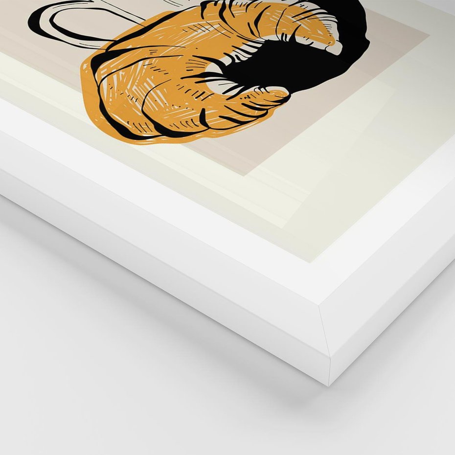 Plakat w ramie 50x70 - Śniadanie z Croissantem - grafika, croisant - rama biała