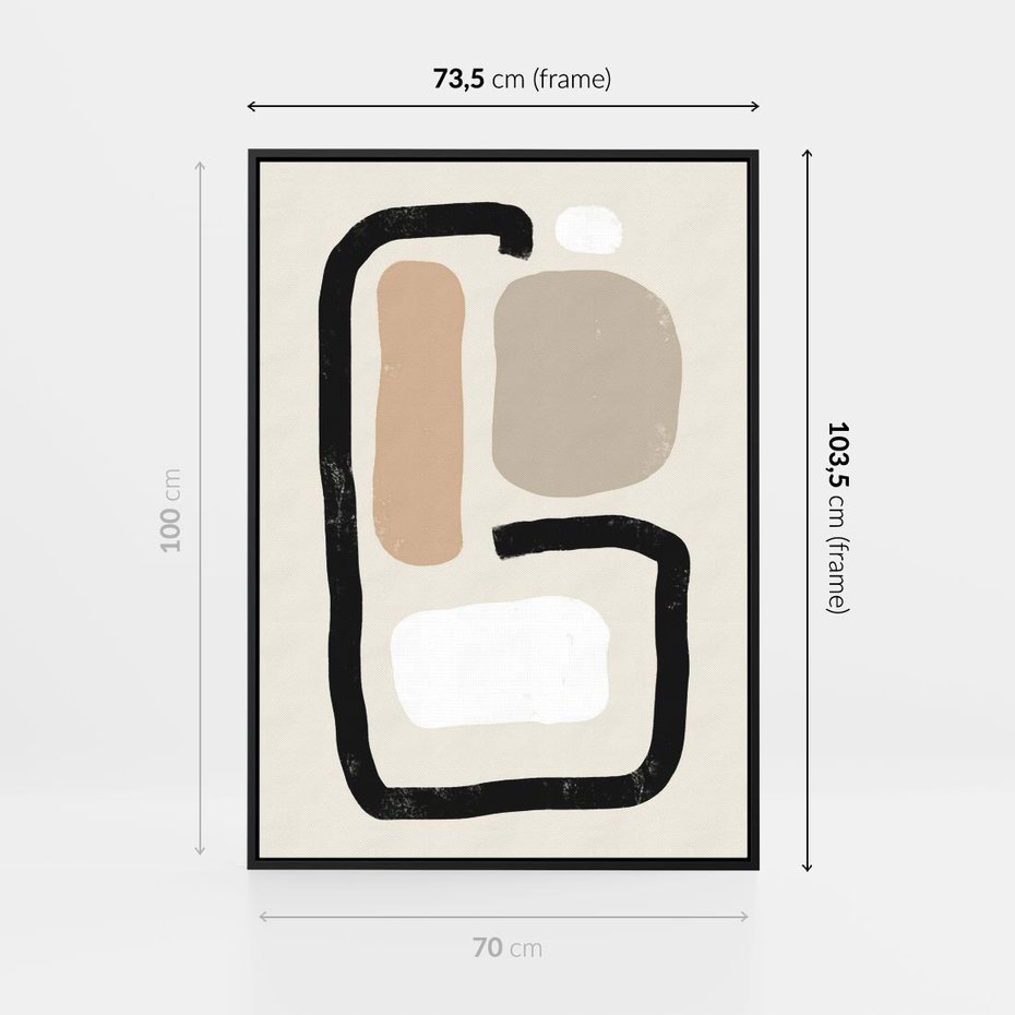 Obraz w ramie 70x100 - Kształtne Formy - geometryczne nieregularne kształty, nowoczesna kompozycja - rama czarna