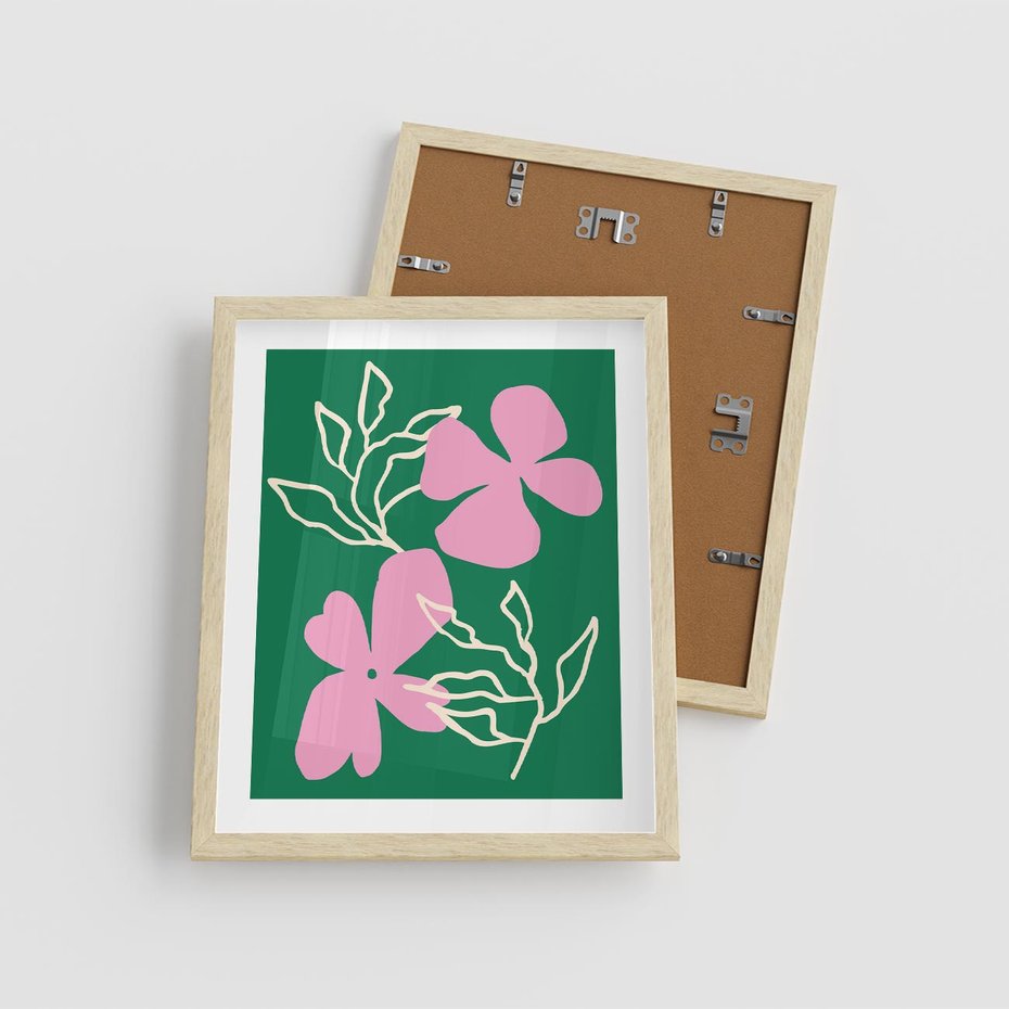 Plakat w ramie 40x50 - Wewnętrzne Fale - abstrakcyjny plakat, boho styl - rama drewno