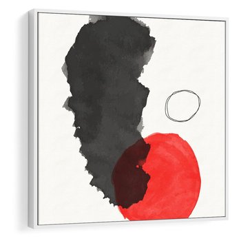 Obraz w ramie 80x80 - Wibracje Linii - abstrakcyjne nieregularne plamy, czarny - rama biała