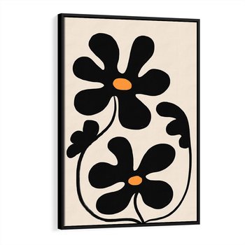 Obraz w ramie 70x100 - Wyjątkowość Boho - minimalistyczny abstrakcyjny obraz, prymitywne kwiaty - rama czarna