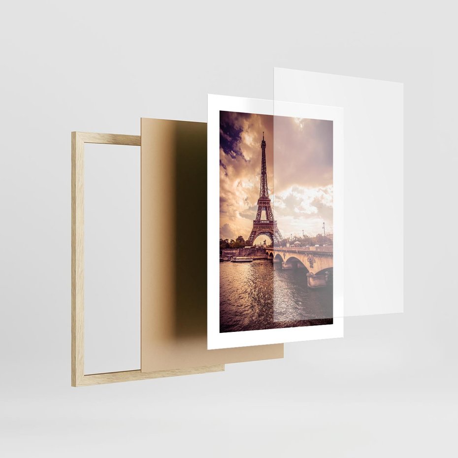 Plakat w ramie 30x40 - Eiffla: ikona Paryża - Eiffla, Paryż - rama drewno