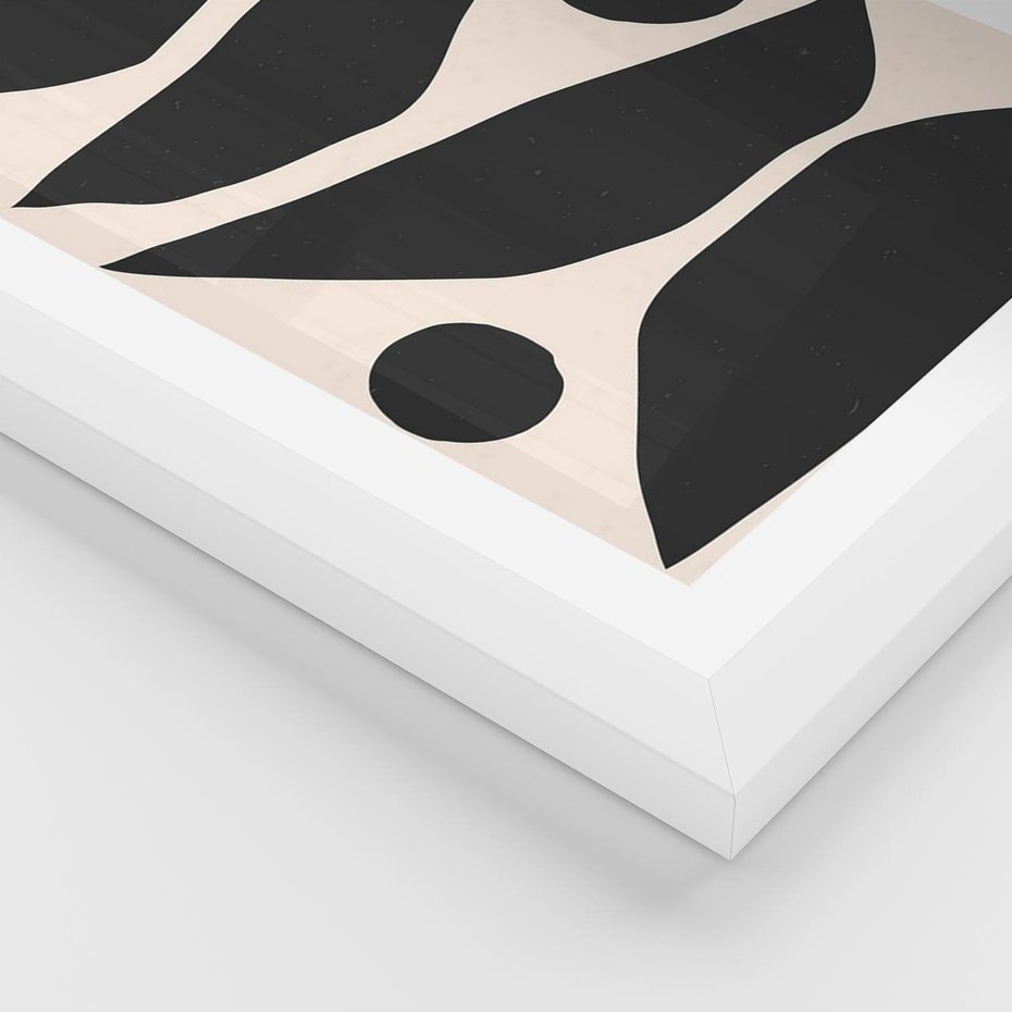 Plakat w ramie 50x70 - Modernistyczna Abstrakcja w Czerni i Bieli - abstrakcja, czarno biała grafika - rama biała