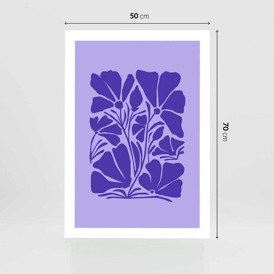 Plakat bez ramy 50x70 - Migocące Boho Wibracje - kwiaty, energetyczne fioletowe tło