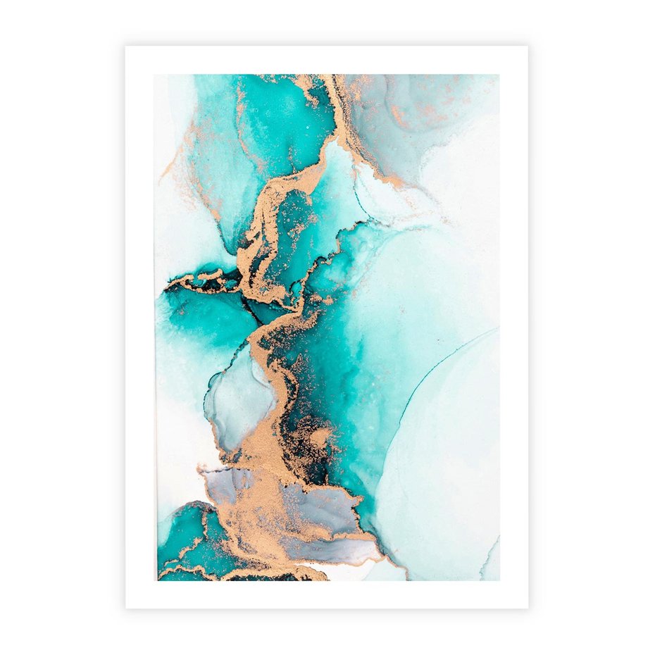 Plakat bez ramy 21x30 - Elegancja i Subtelność - marmur, złoto