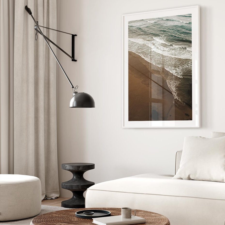 Plakat w ramie 40x50 - Spokój nad plażą - plaża, morze - rama biała