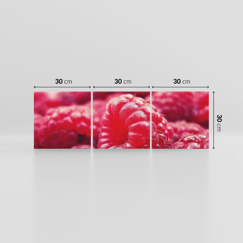 Obraz na płótnie 90x30 - Maliny Soczysta Eksplozja - maliny, owoce