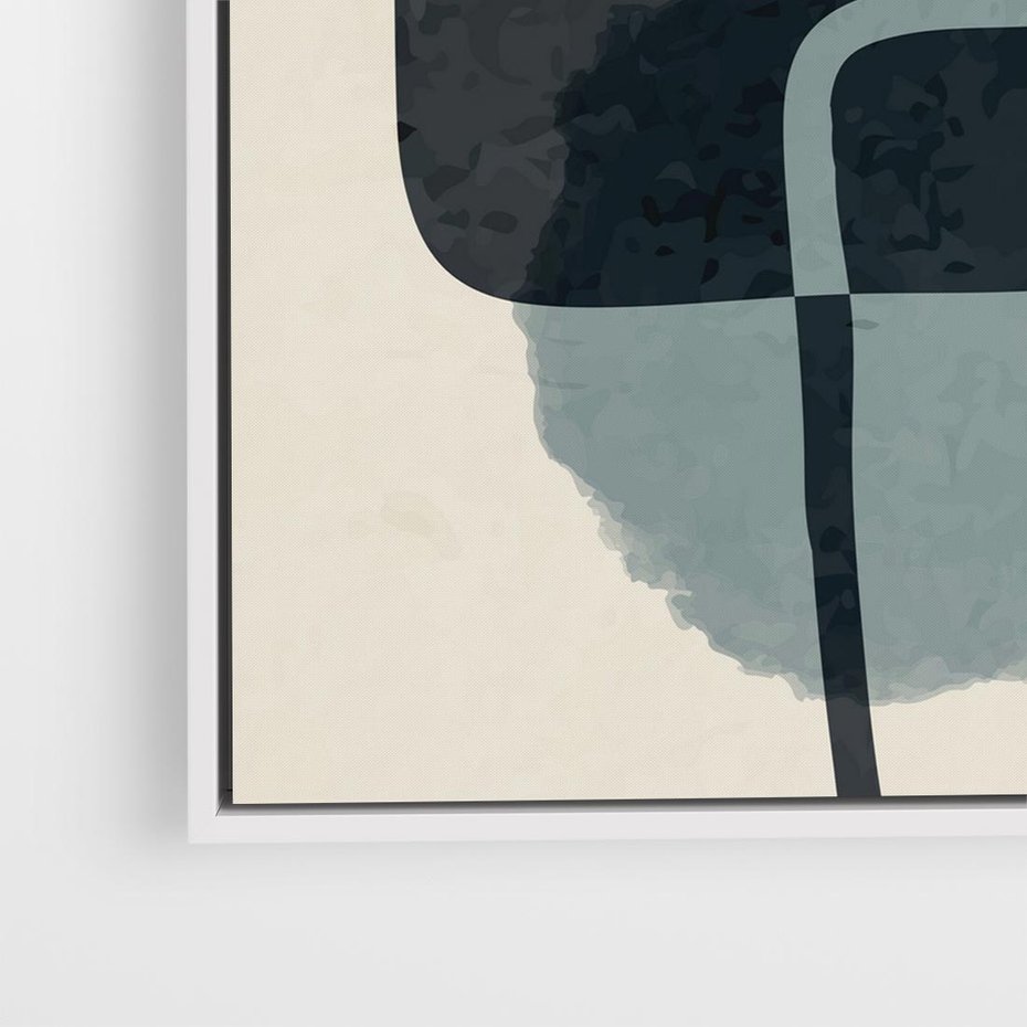 Obraz w ramie 50x50 - Migotliwe Refleksje - abstrakcyjne nieregularne kształty, minimalistyczny plakat - rama biała