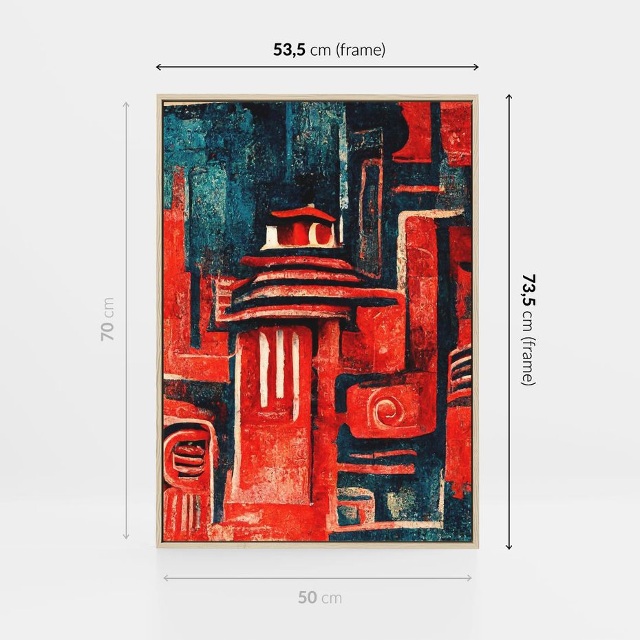 Obraz w ramie 50x70 - Mistyka Wschodnich Światów - orientalna sztuka, nawiązanie do Japonii - rama drewno