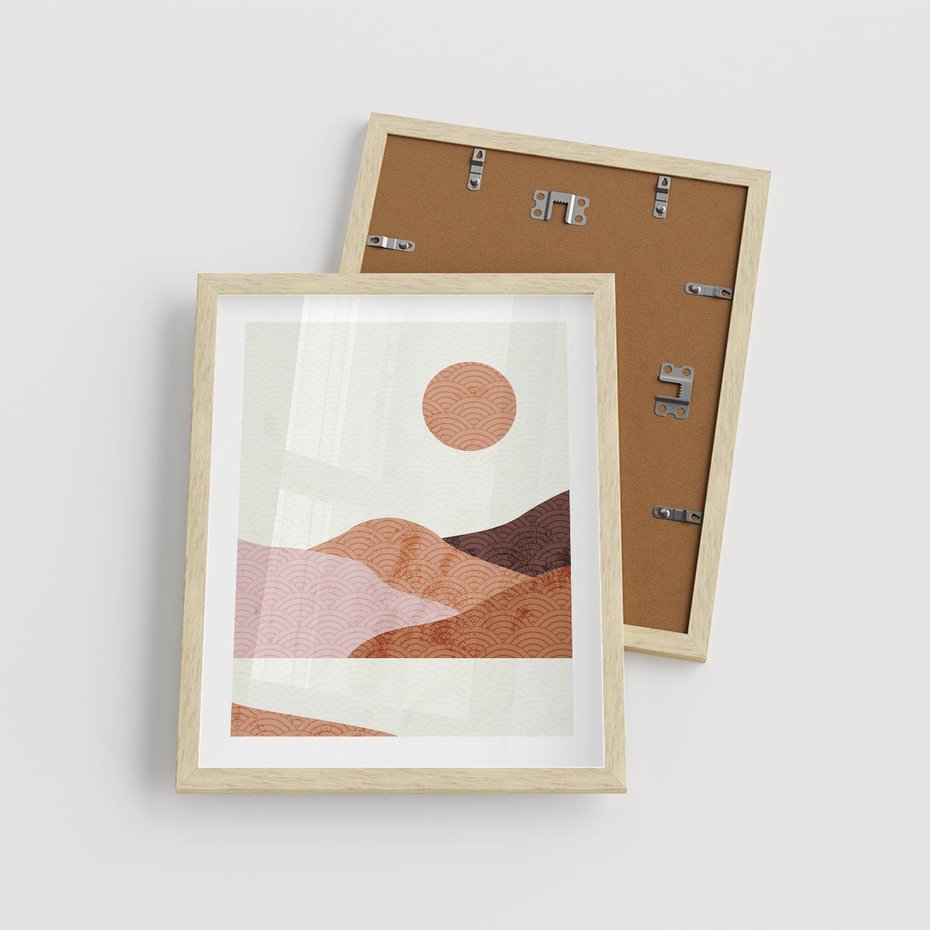Plakat w ramie 40x50 - Górskie Wzory - nowoczesna sztuka, góry - rama drewno