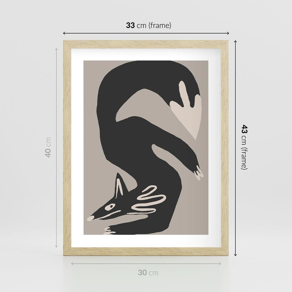 Plakat w ramie 30x40 - Ekspresja Skandynawskiego Światła - skandynawska sztuka, lis - rama drewno