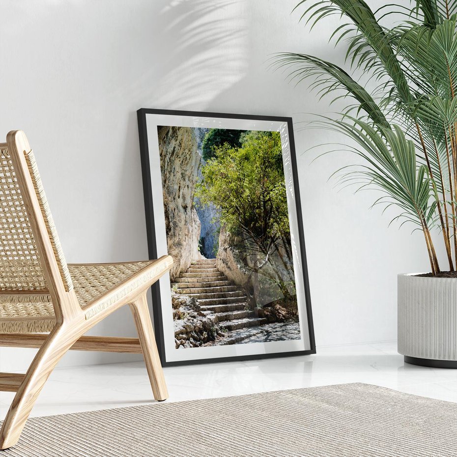 Plakat bez ramy 21x30 - Krok po kroku do celu - schody, perspektywa