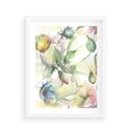 Plakat w ramie 40x50 - Delikatne Kolory - akwarelowe, kwiaty - rama biała